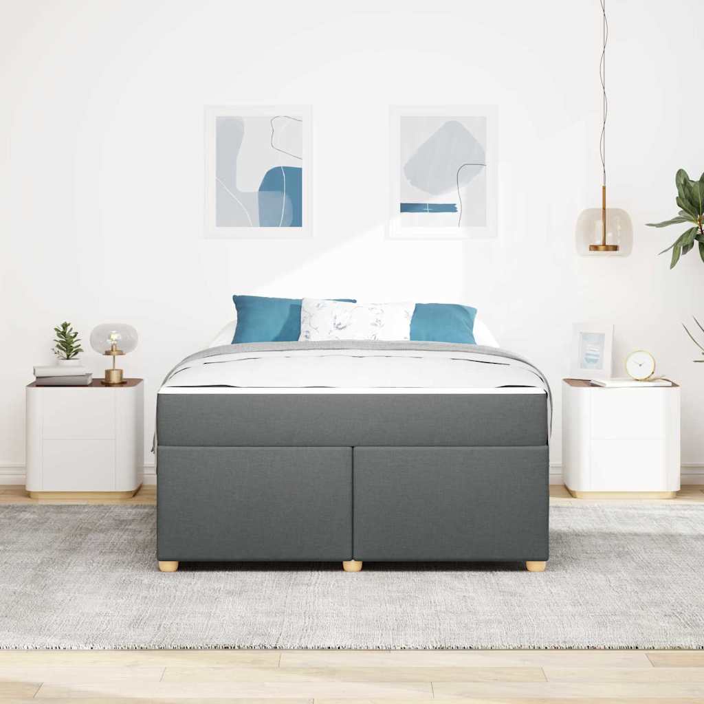 Estructura de cama con colchón Gris oscuro 160 x 200 cm tela