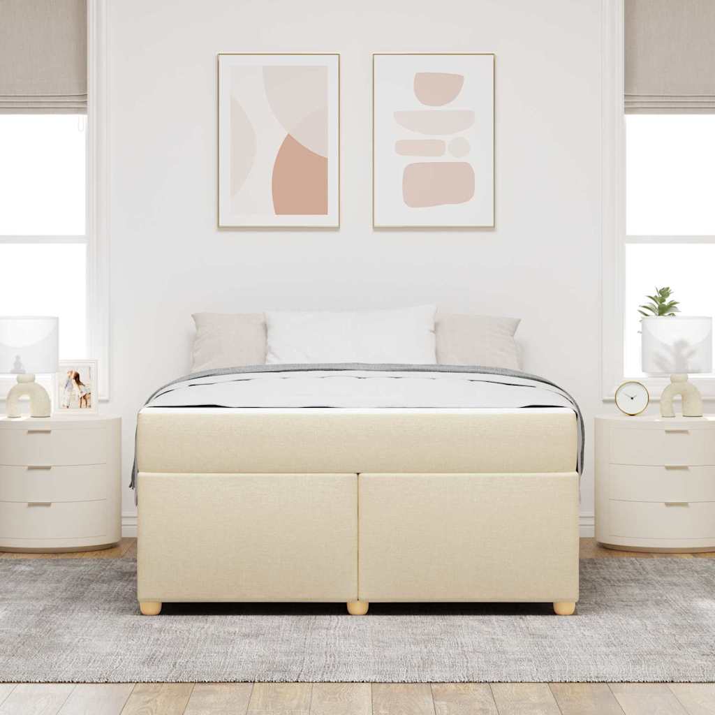 Estructura de cama con colchón Crema 160 x 200 cm tela