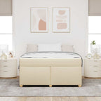 Estructura de cama con colchón Crema 160 x 200 cm tela