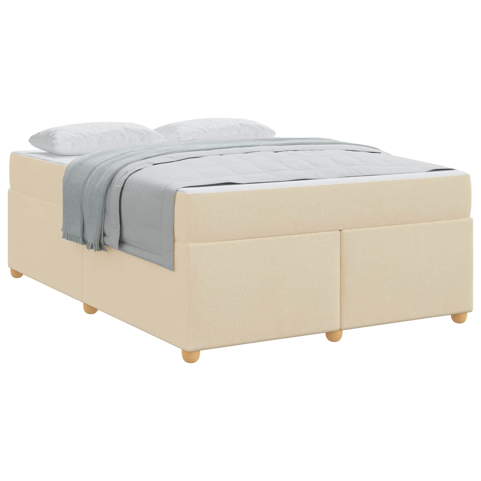 Estructura de cama con colchón Crema 160 x 200 cm tela