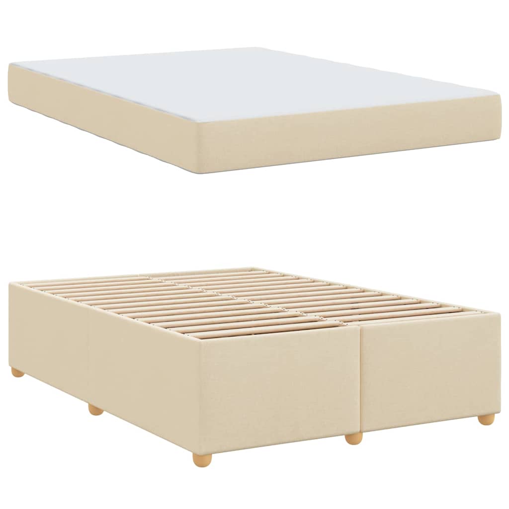 Estructura de cama con colchón Crema 160 x 200 cm tela