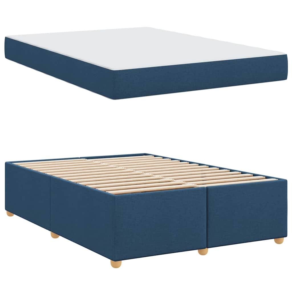 Estructura de cama con colchón Azul 160 x 200 cm tela