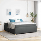 Estructura de cama con colchón Gris oscuro 180 x 200 cm tela