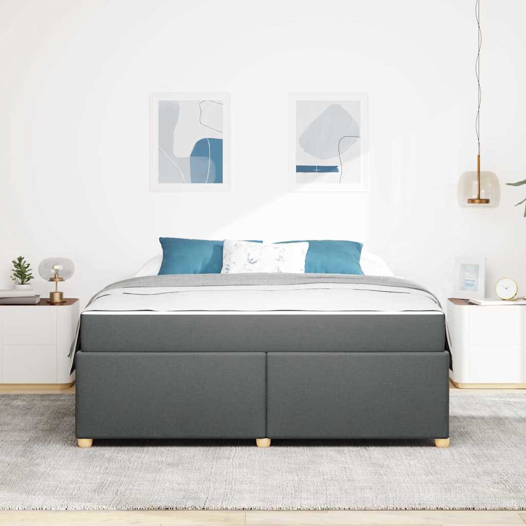 Estructura de cama con colchón Gris oscuro 180 x 200 cm tela