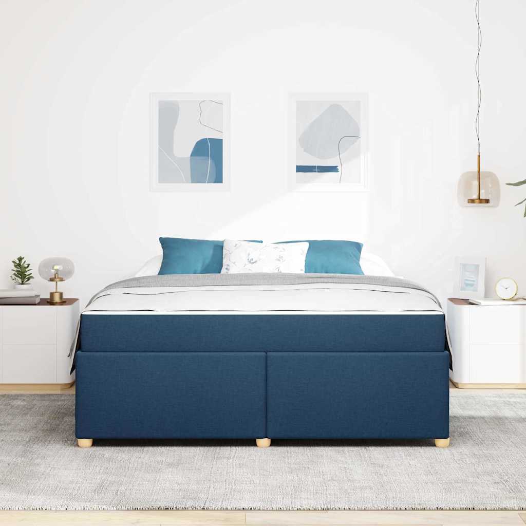 Estructura de cama con colchón Azul 180 x 200 cm tela