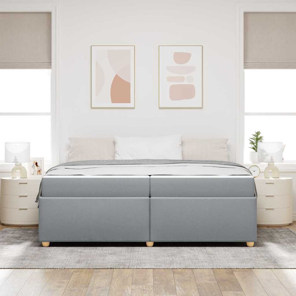 Estructura de cama con colchón Gris Claro 200 x 200 cm tela