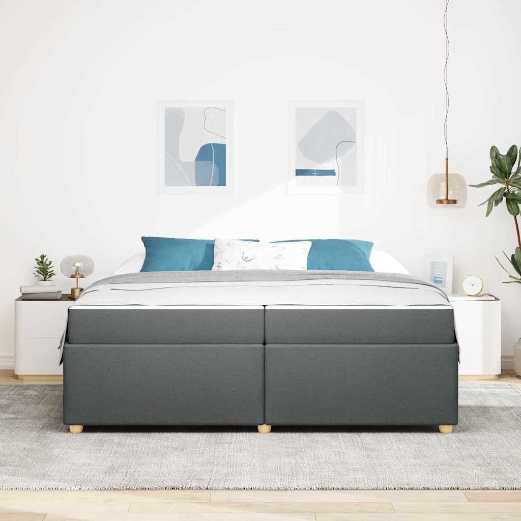 Estructura de cama con colchón Gris oscuro 200 x 200 cm tela