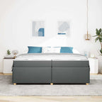 Estructura de cama con colchón Gris oscuro 200 x 200 cm tela