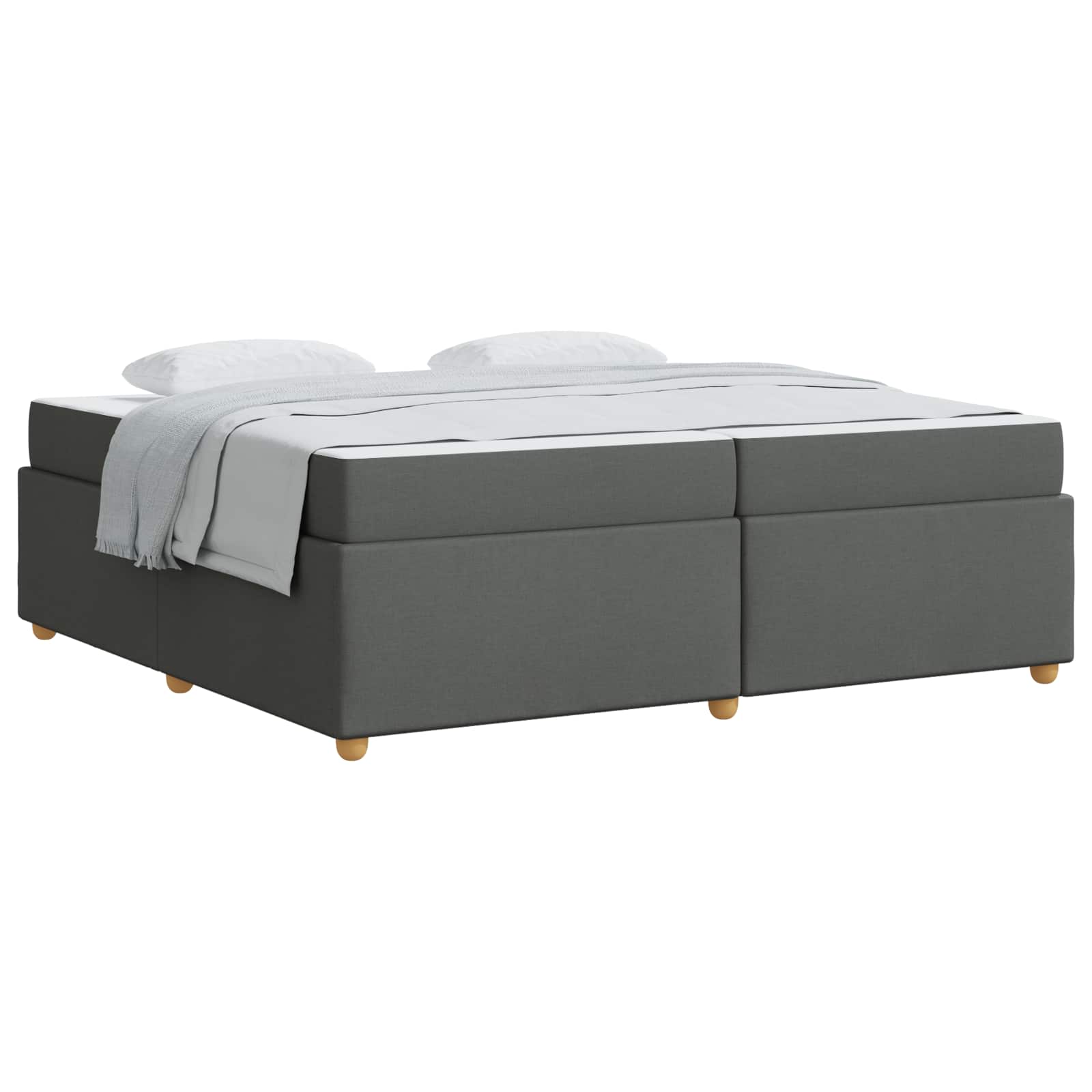 Estructura de cama con colchón Gris oscuro 200 x 200 cm tela