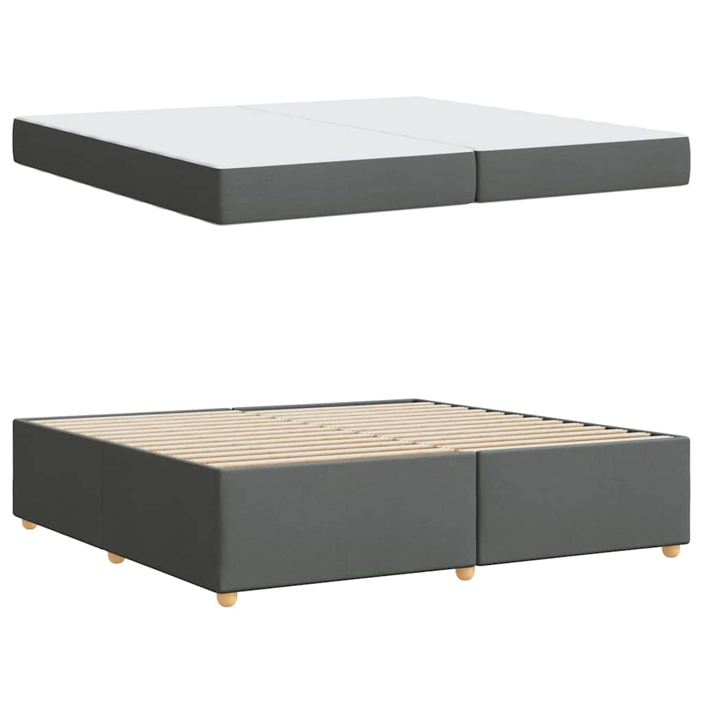 Estructura de cama con colchón Gris oscuro 200 x 200 cm tela