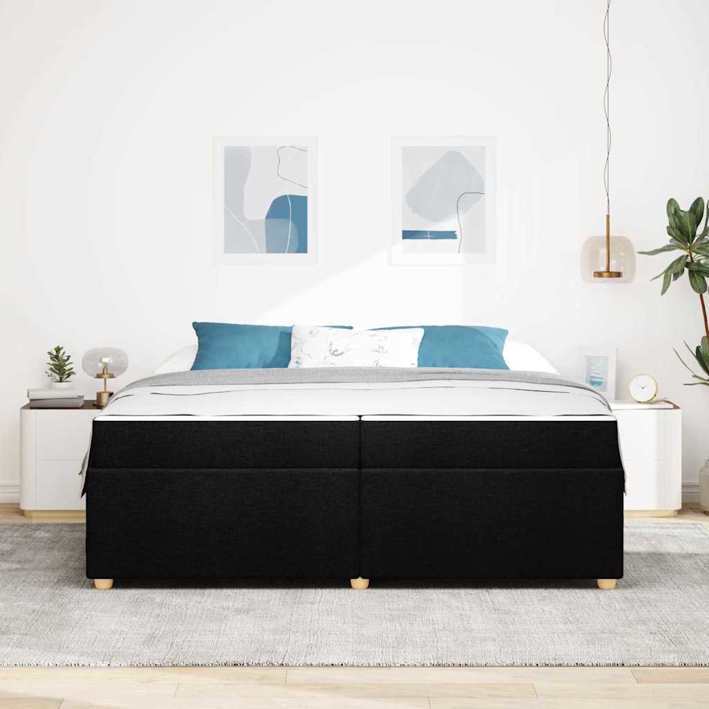 Estructura de cama con colchón Negro 200 x 200 cm tela