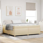 Estructura de cama con colchón Crema 200 x 200 cm tela