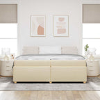 Estructura de cama con colchón Crema 200 x 200 cm tela