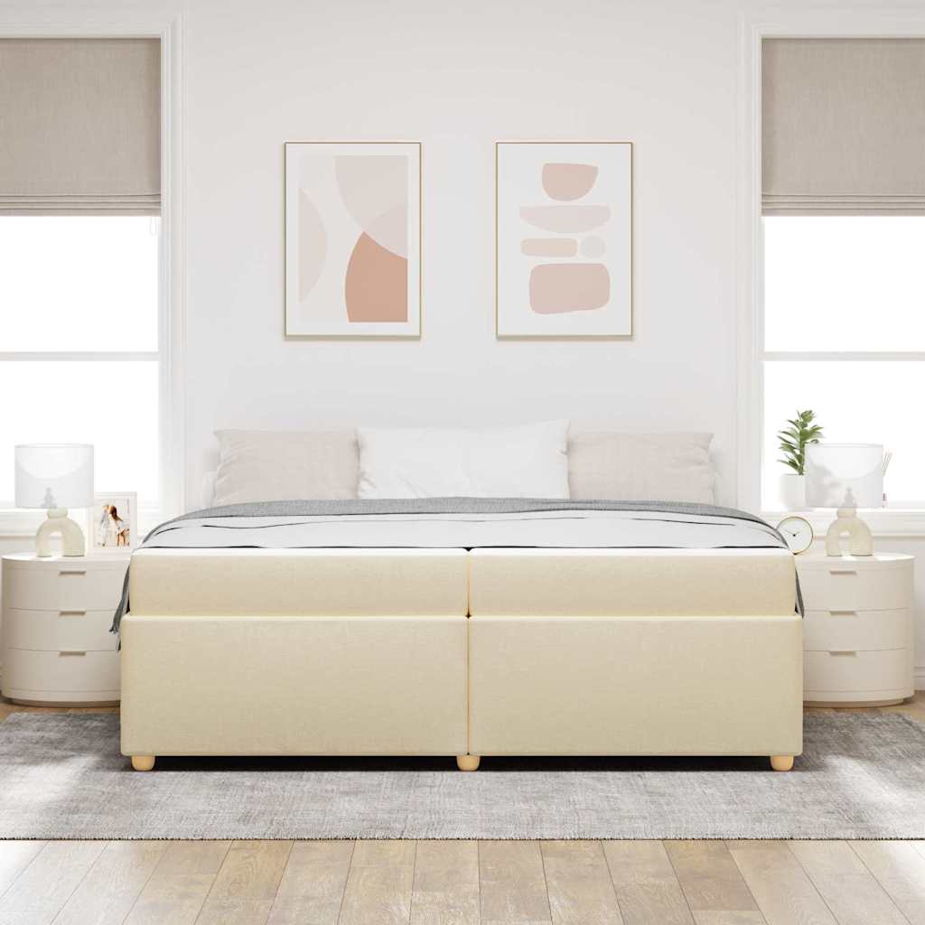 Estructura de cama con colchón Crema 200 x 200 cm tela