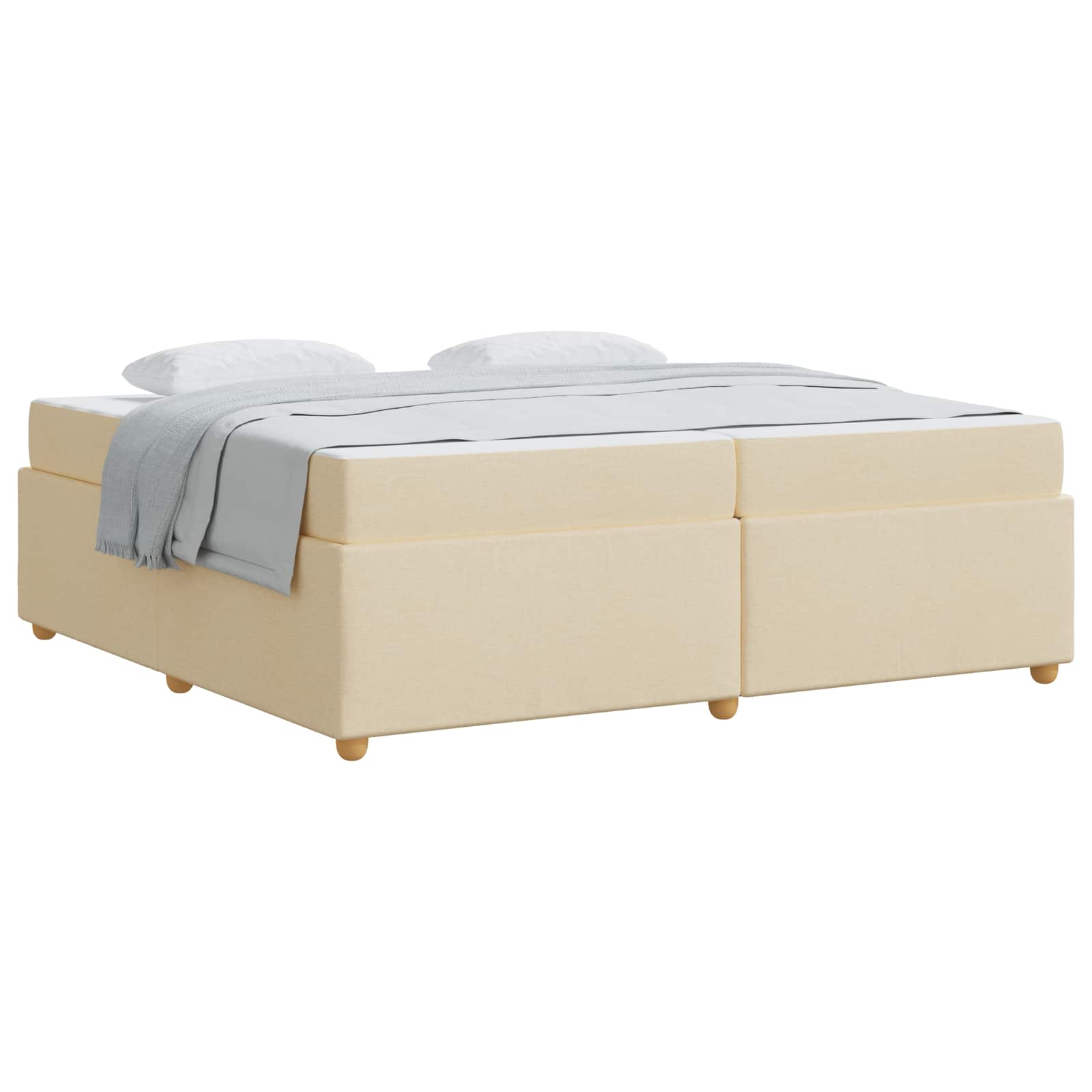 Estructura de cama con colchón Crema 200 x 200 cm tela
