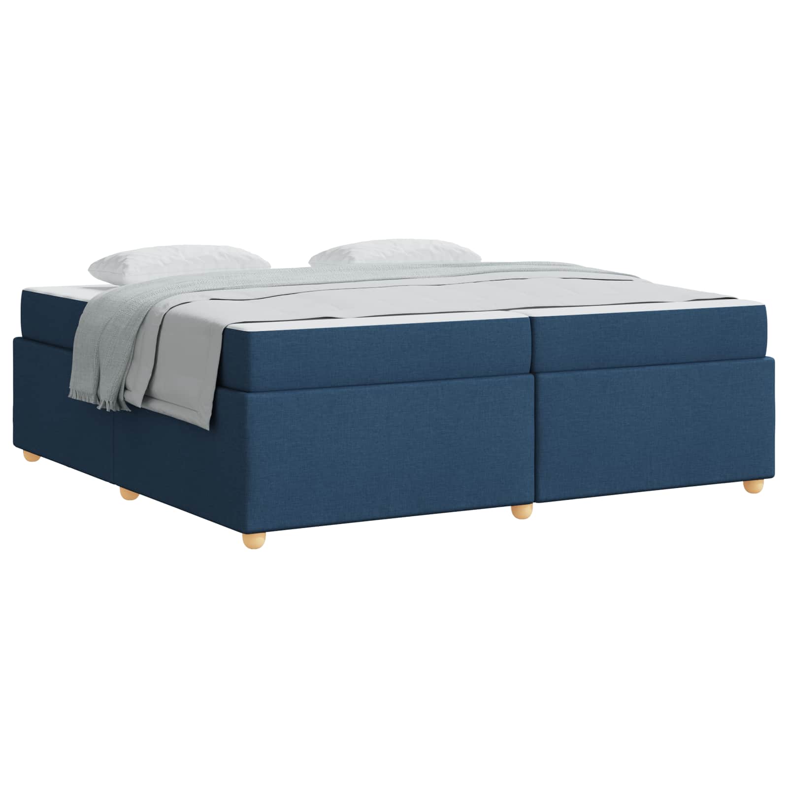Estructura de cama con colchón Azul 200 x 200 cm tela