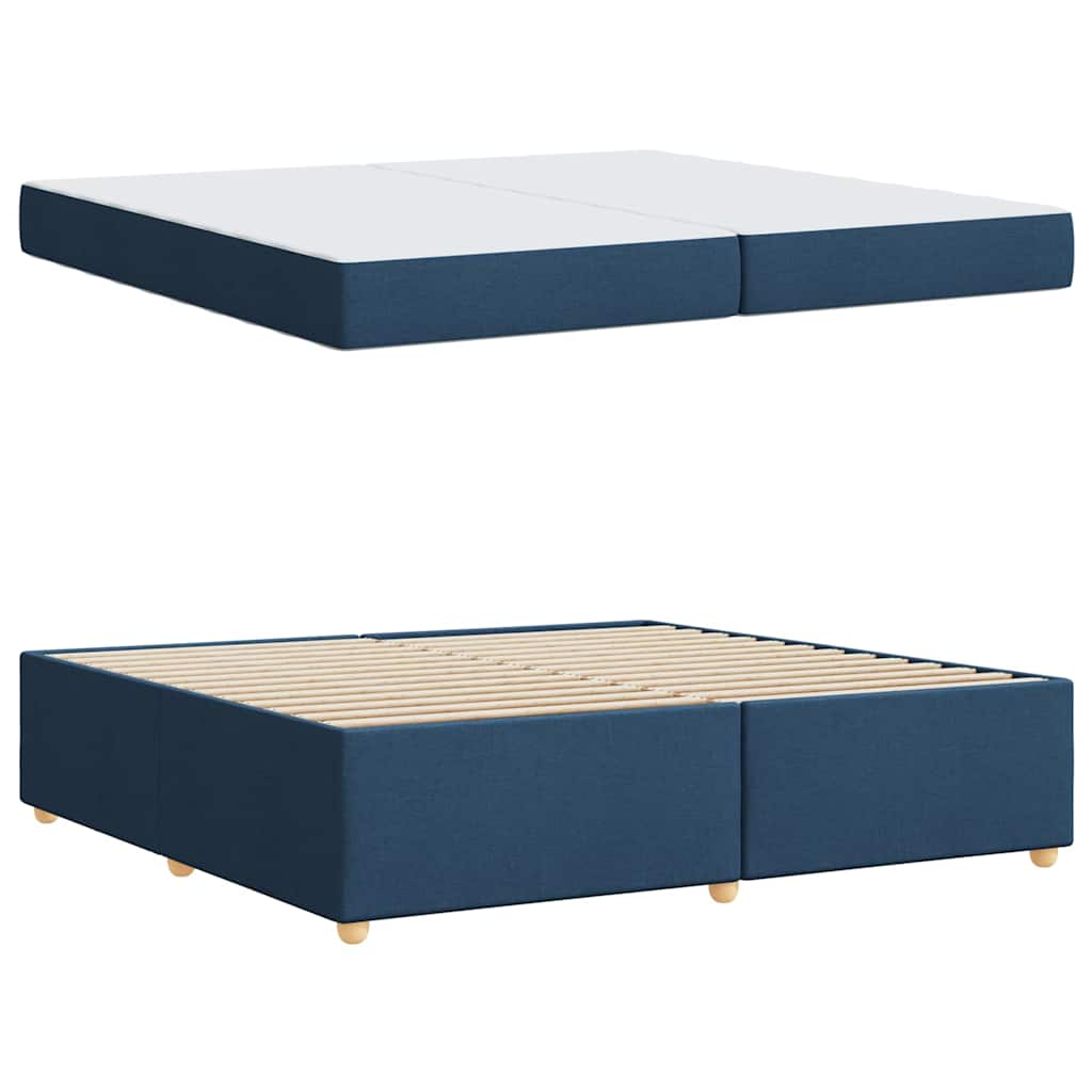 Estructura de cama con colchón Azul 200 x 200 cm tela