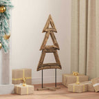 Árbol de Navidad con soporte Marrón 90 cm Madera de teca maciza