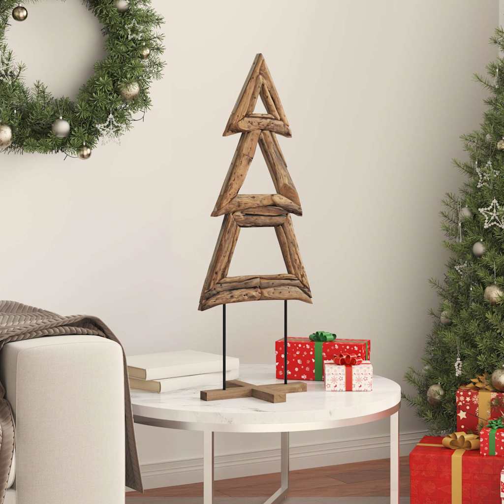 Árbol de Navidad con soporte Marrón 90 cm Madera de teca maciza