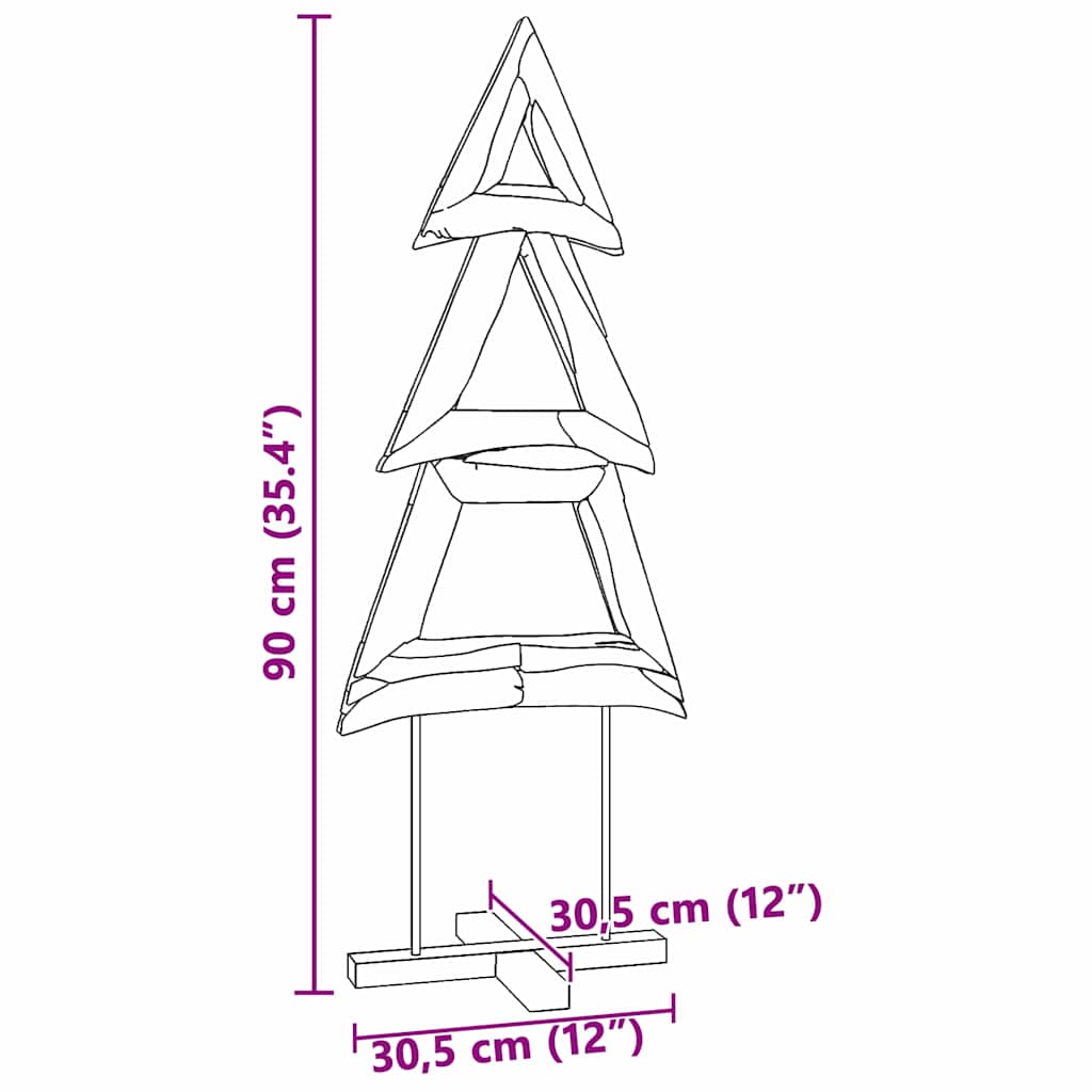 Árbol de Navidad con soporte Marrón 90 cm Madera de teca maciza