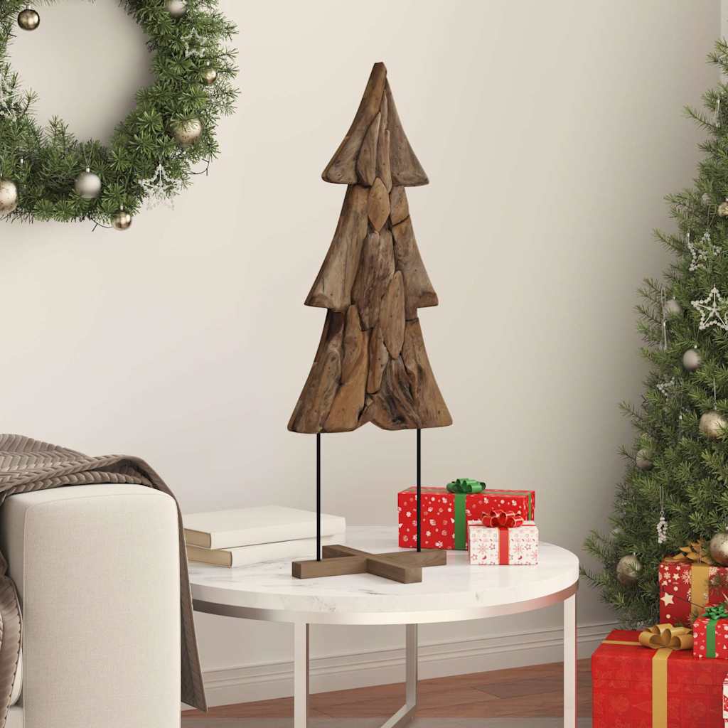 Árbol de Navidad con soporte Marrón 90 cm Madera de teca maciza