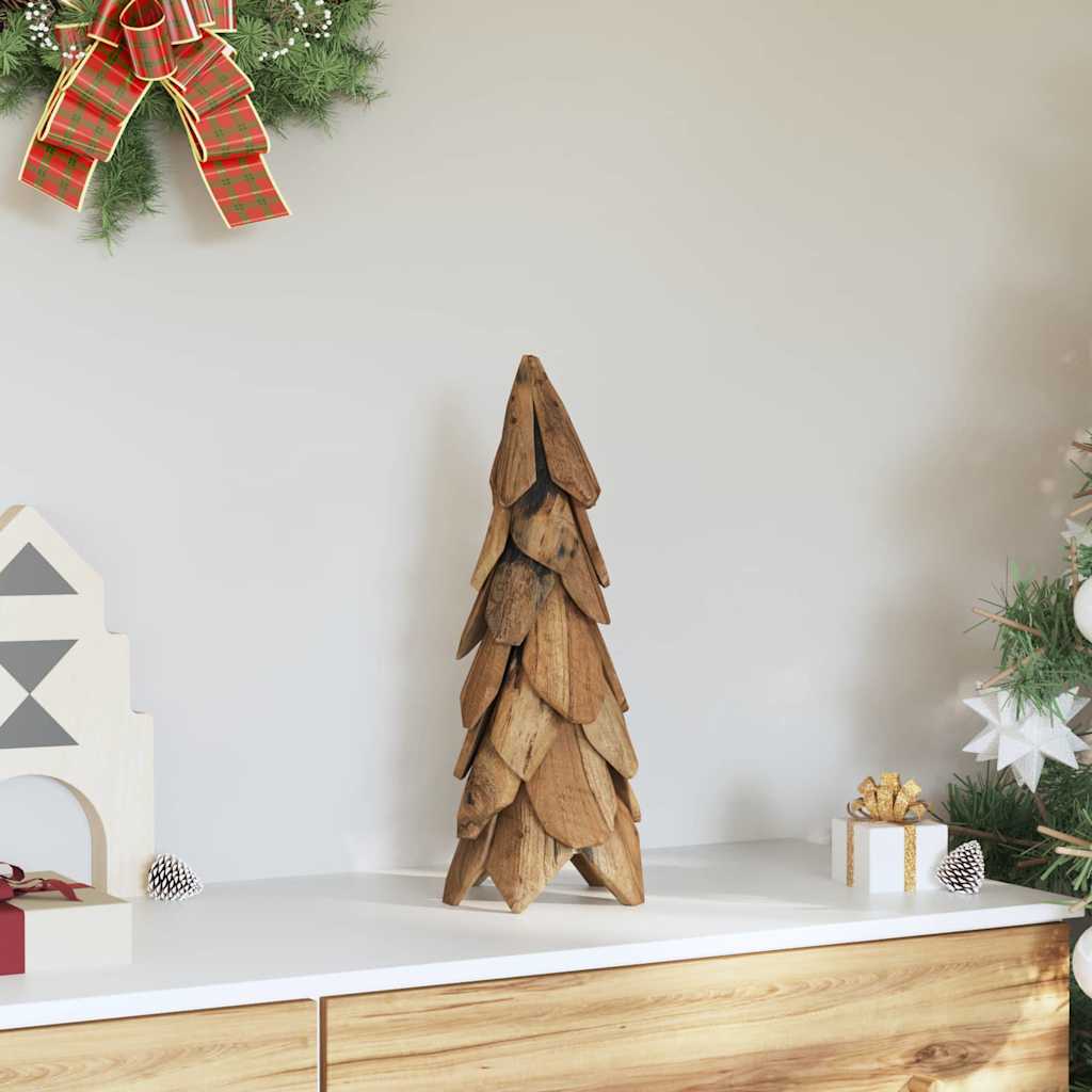 Árbol de Navidad con soporte Marrón 51 cm Madera de teca maciza