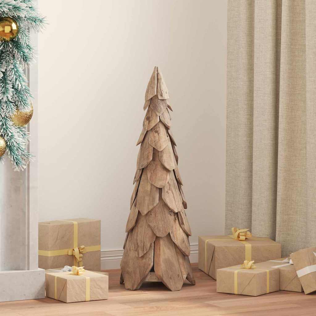 Árbol de Navidad con soporte Marrón 51 cm Madera de teca maciza