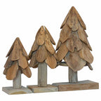 Árbol de Navidad con soporte 3 pcs Marrón Madera de teca maciza