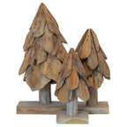 Árbol de Navidad con soporte 3 pcs Marrón Madera de teca maciza