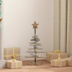 Árbol de Navidad con soporte Marrón 60 cm Madera de teca maciza