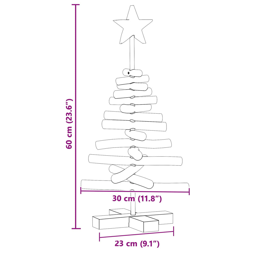 Árbol de Navidad con soporte Marrón 60 cm Madera de teca maciza