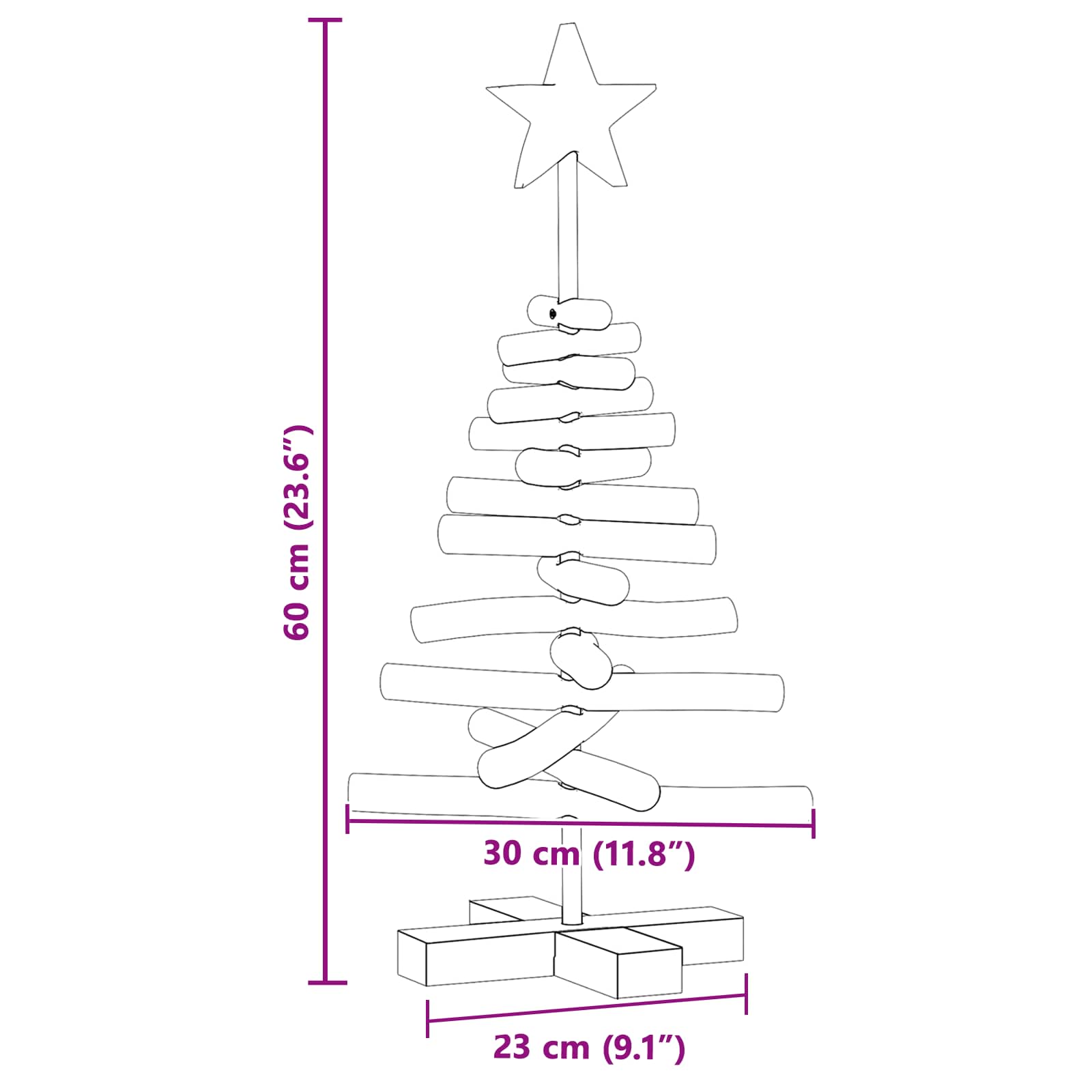 Árbol de Navidad con soporte Marrón 60 cm Madera de teca maciza