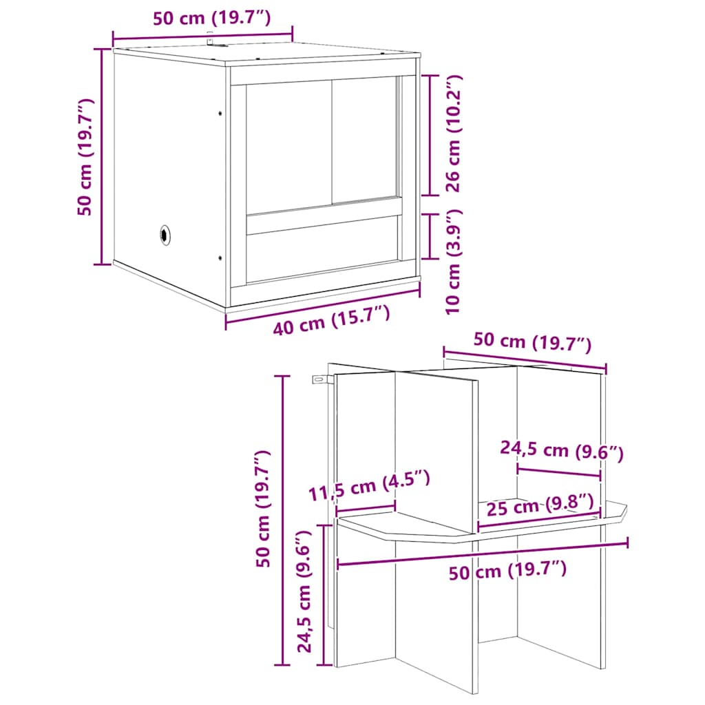 Terrario Marrón 50 x 50 x 100 cm OSB