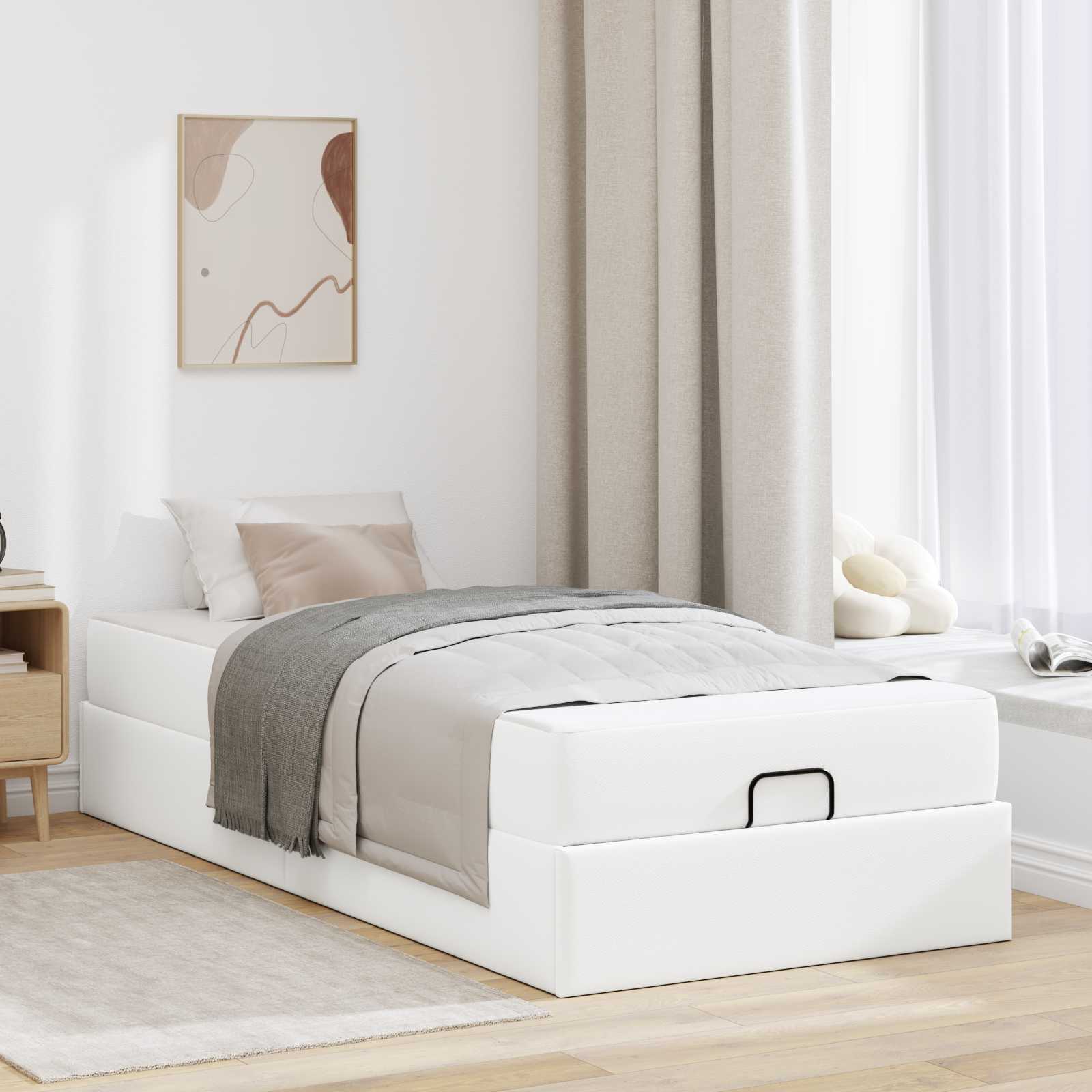 Bed frame with mattress with mattress 2 pcs Cinnamon PVC