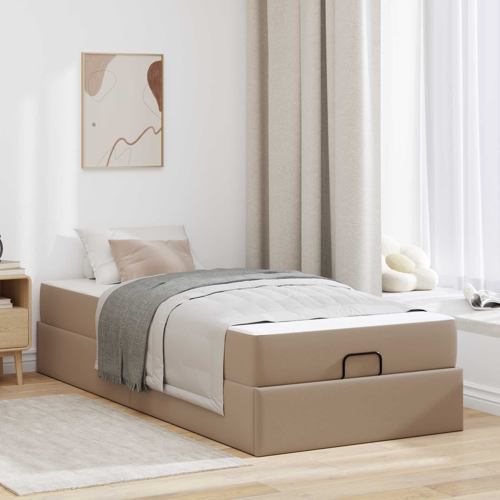 Bed frame with mattress with mattress 2 pcs Cinnamon PVC