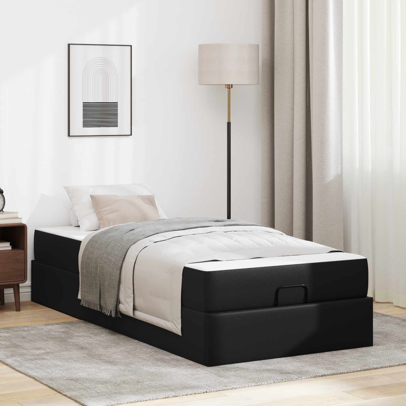 Bed frame with mattress with mattress 2 pcs Cinnamon PVC