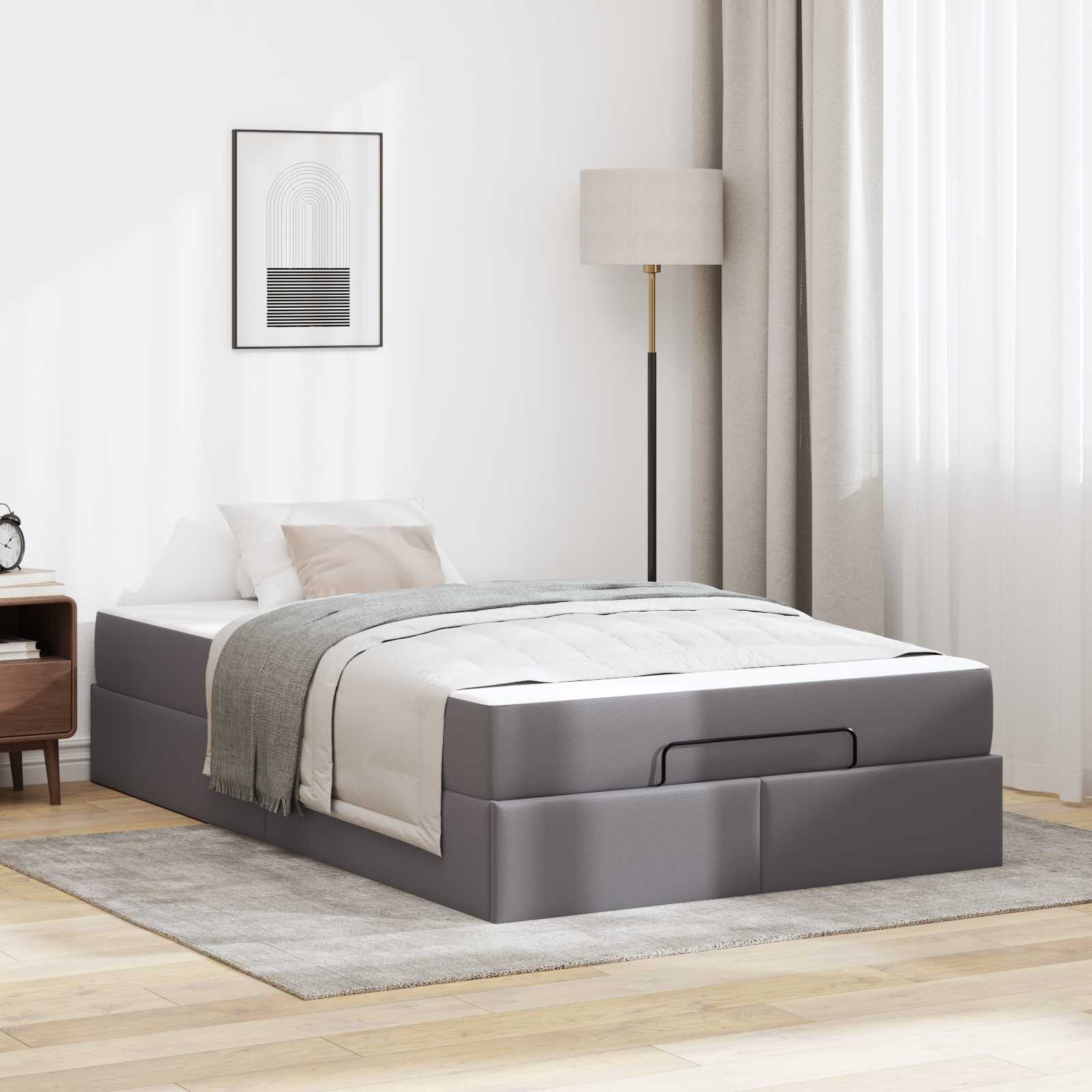 Bed frame with mattress with mattress 2 pcs Cinnamon PVC