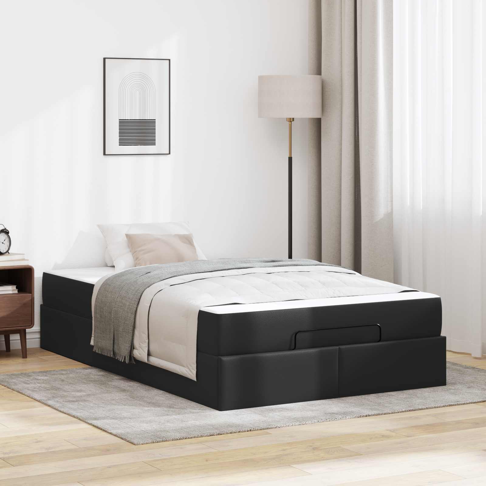 Bed frame with mattress with mattress 2 pcs Cinnamon PVC