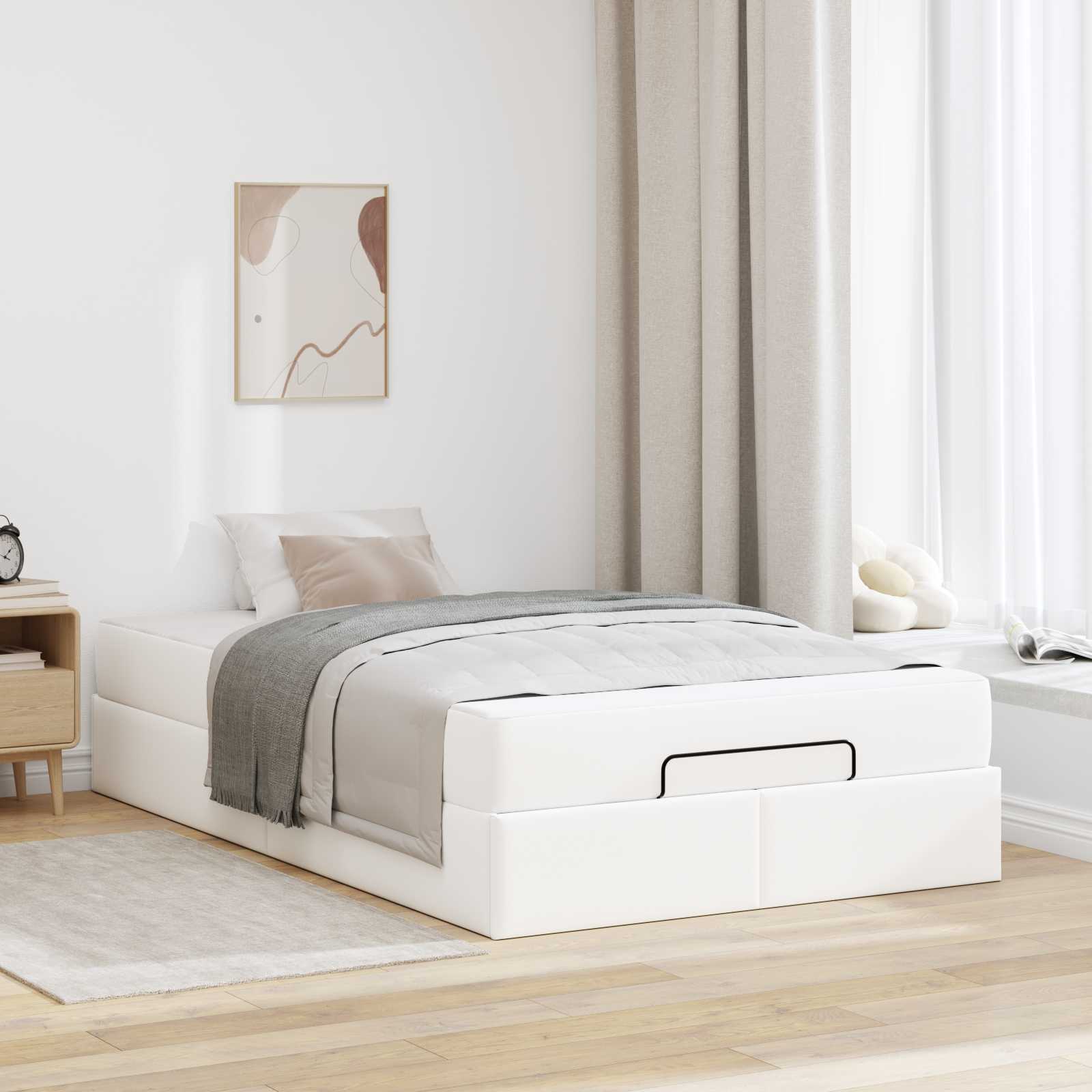Bed frame with mattress with mattress 2 pcs Cinnamon PVC