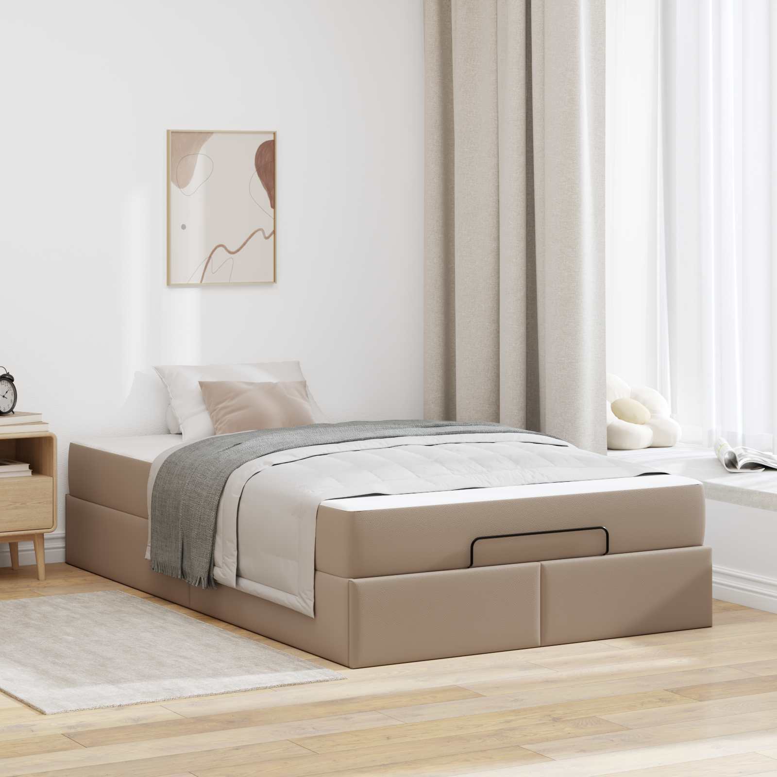 Bed frame with mattress with mattress 2 pcs Cinnamon PVC