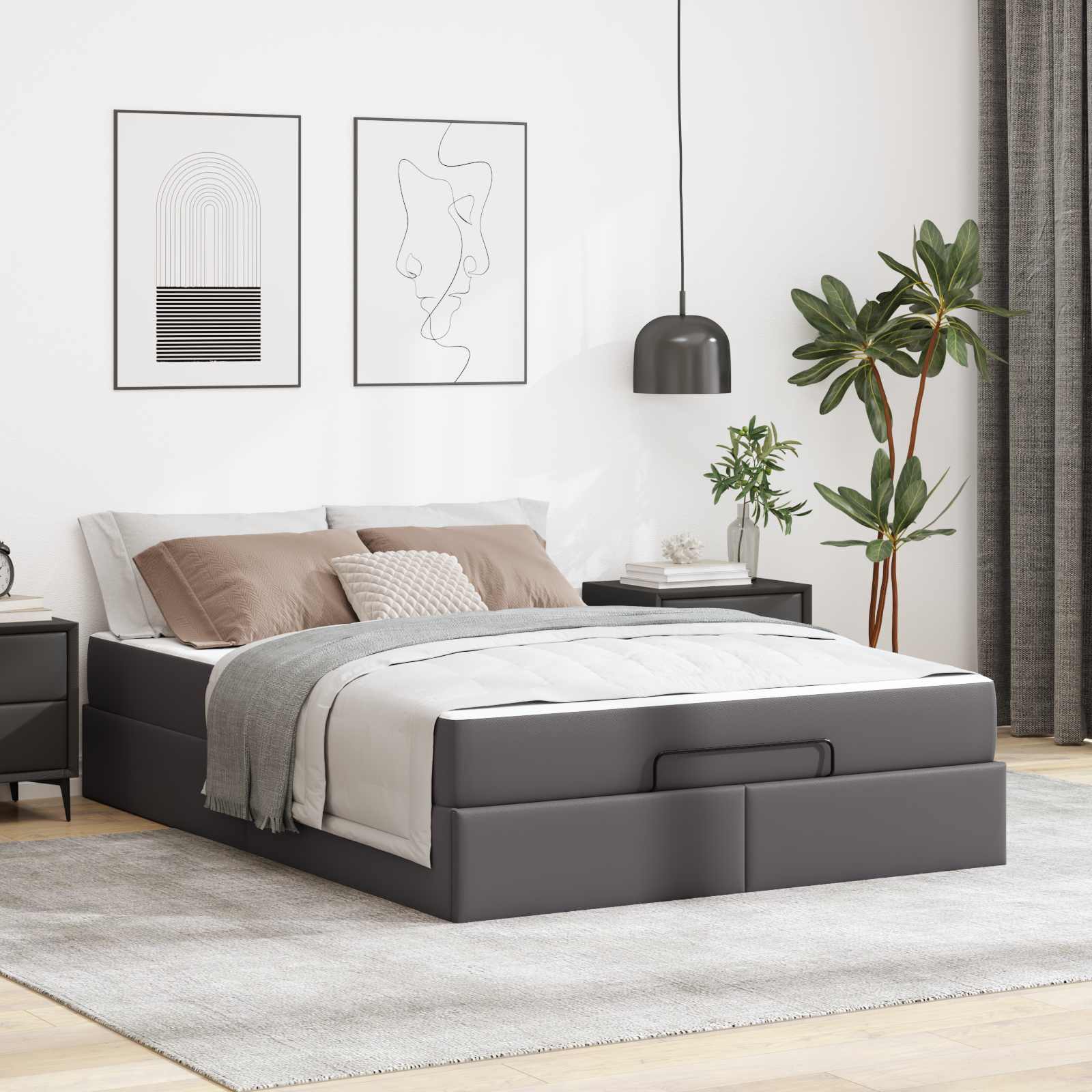 Bed frame with mattress with mattress 2 pcs Cinnamon PVC