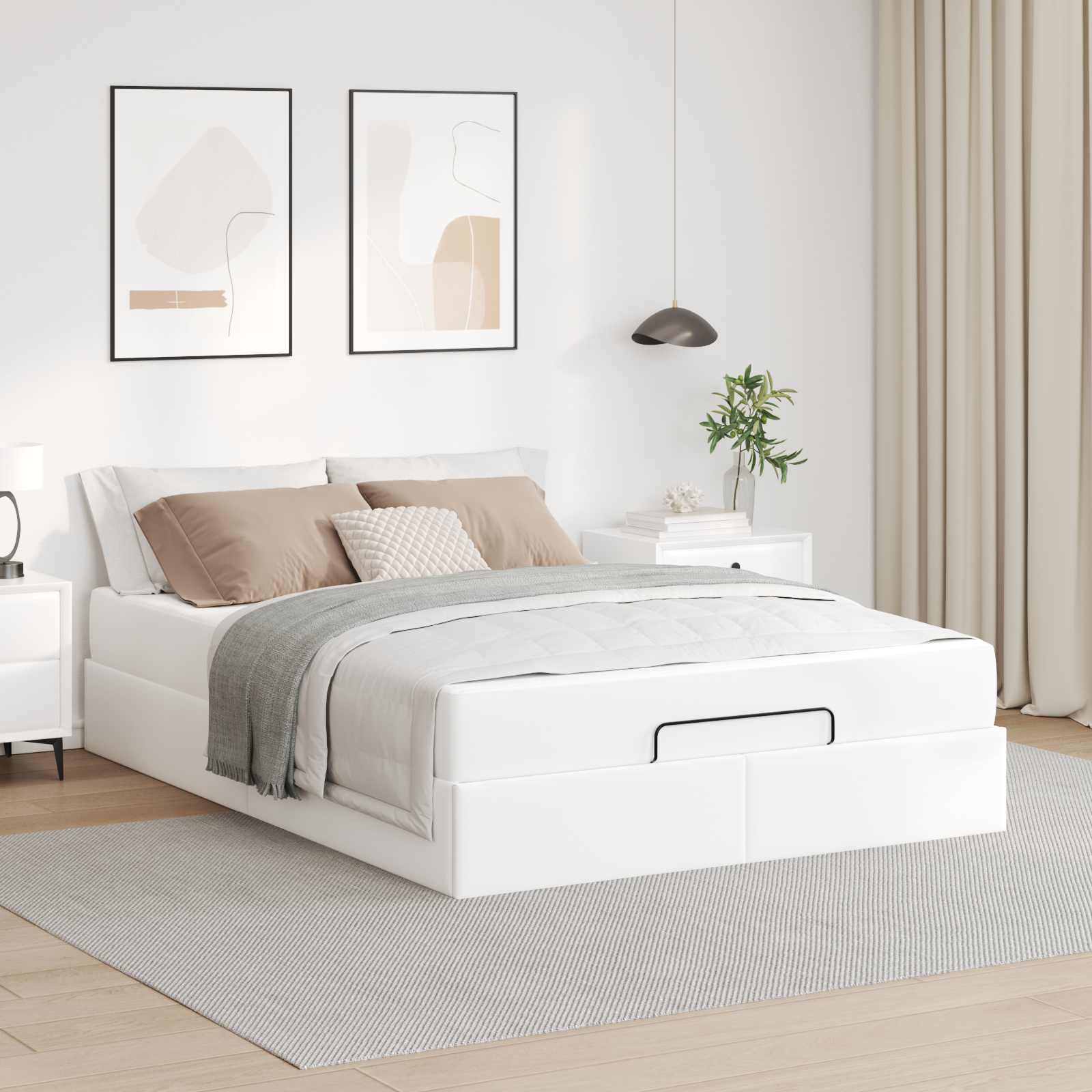 Bed frame with mattress with mattress 2 pcs Cinnamon PVC
