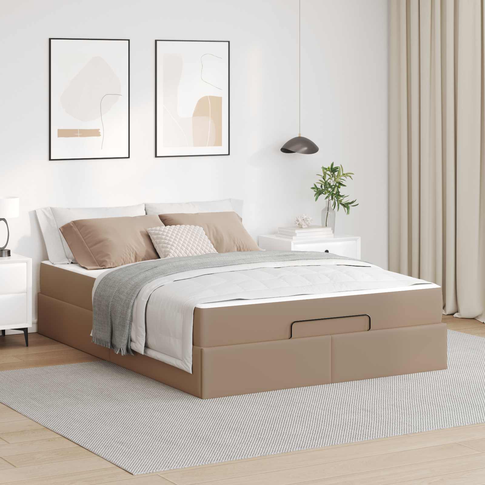 Bed frame with mattress with mattress 2 pcs Cinnamon PVC