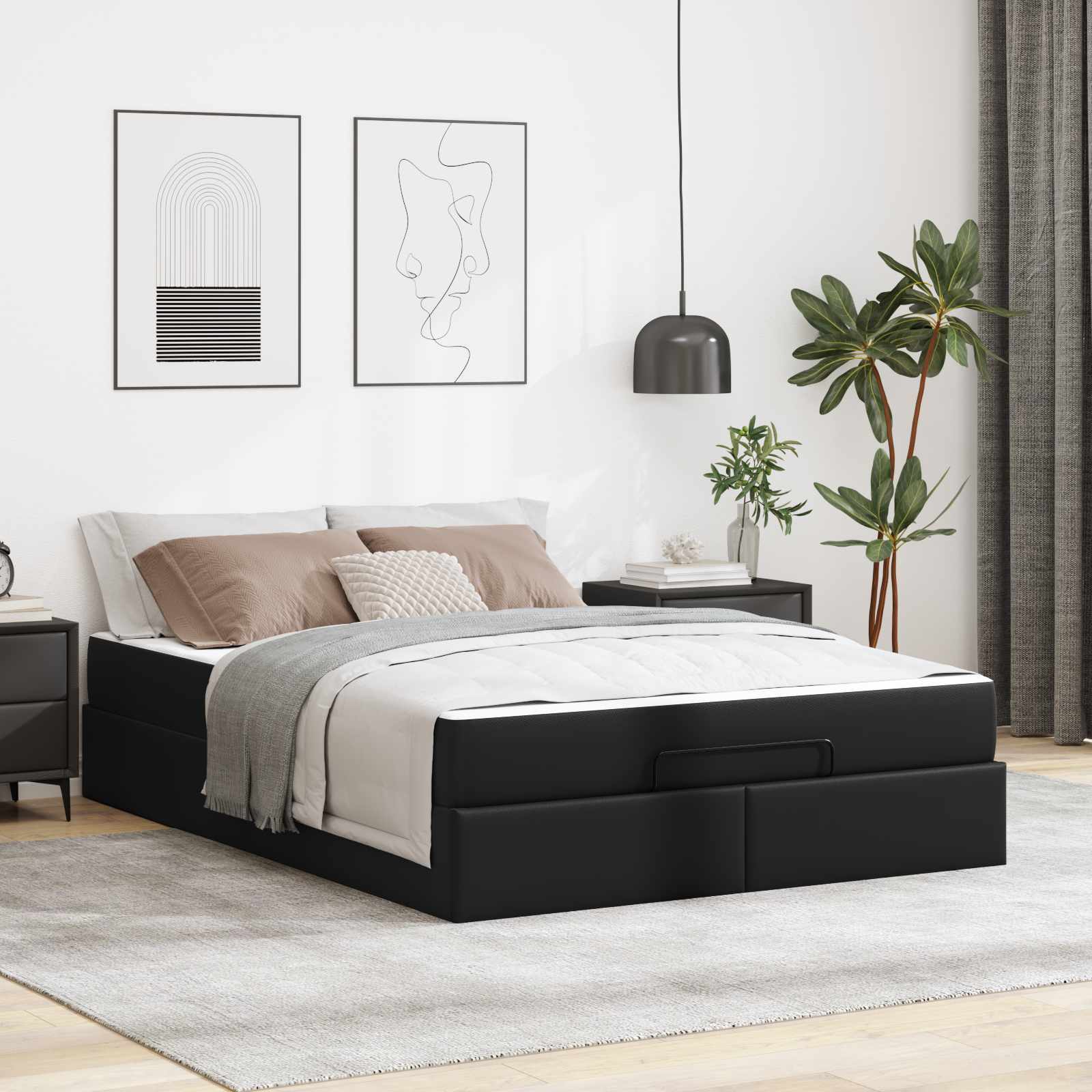 Bed frame with mattress with mattress 2 pcs Cinnamon PVC