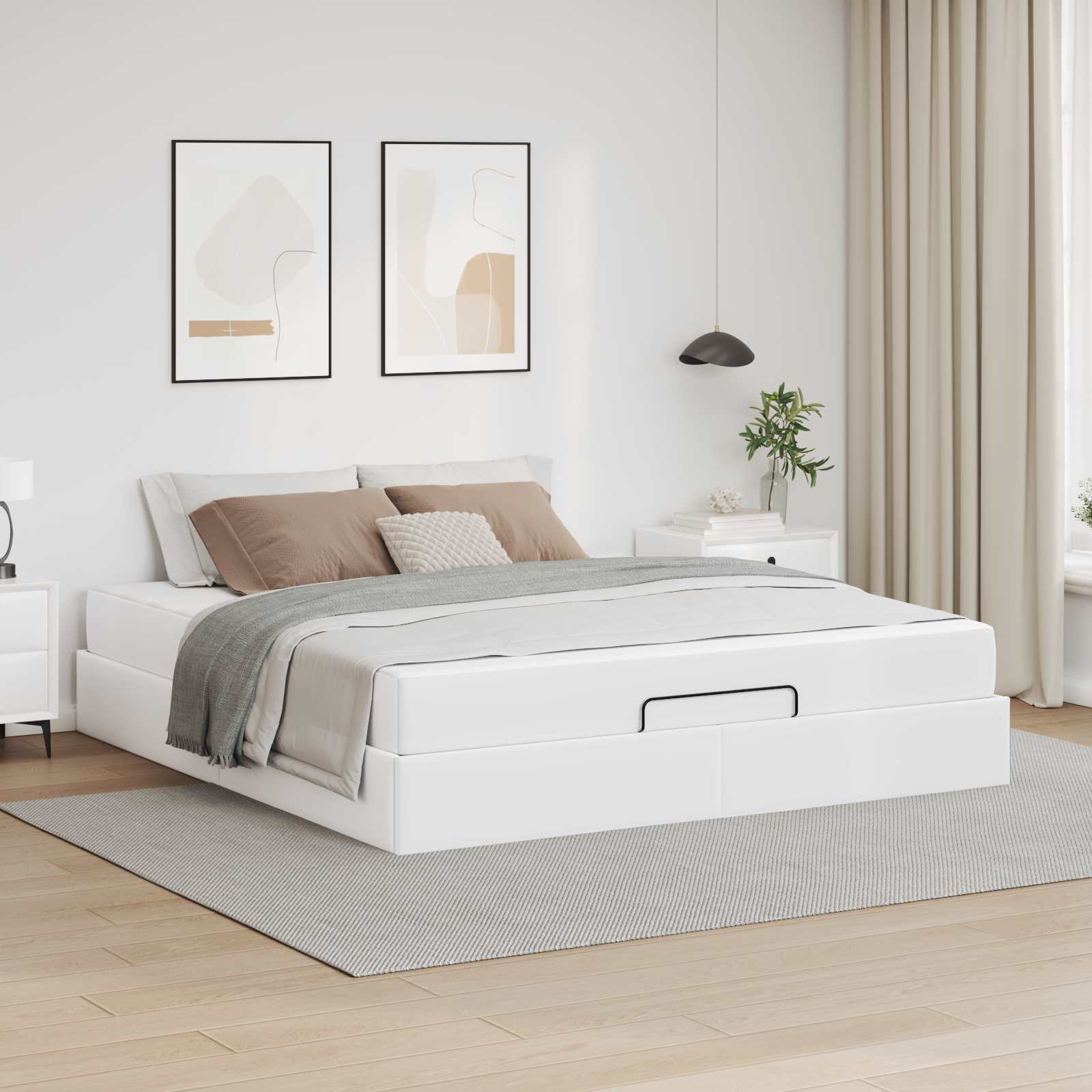 Bed frame with mattress with mattress 2 pcs Cinnamon PVC