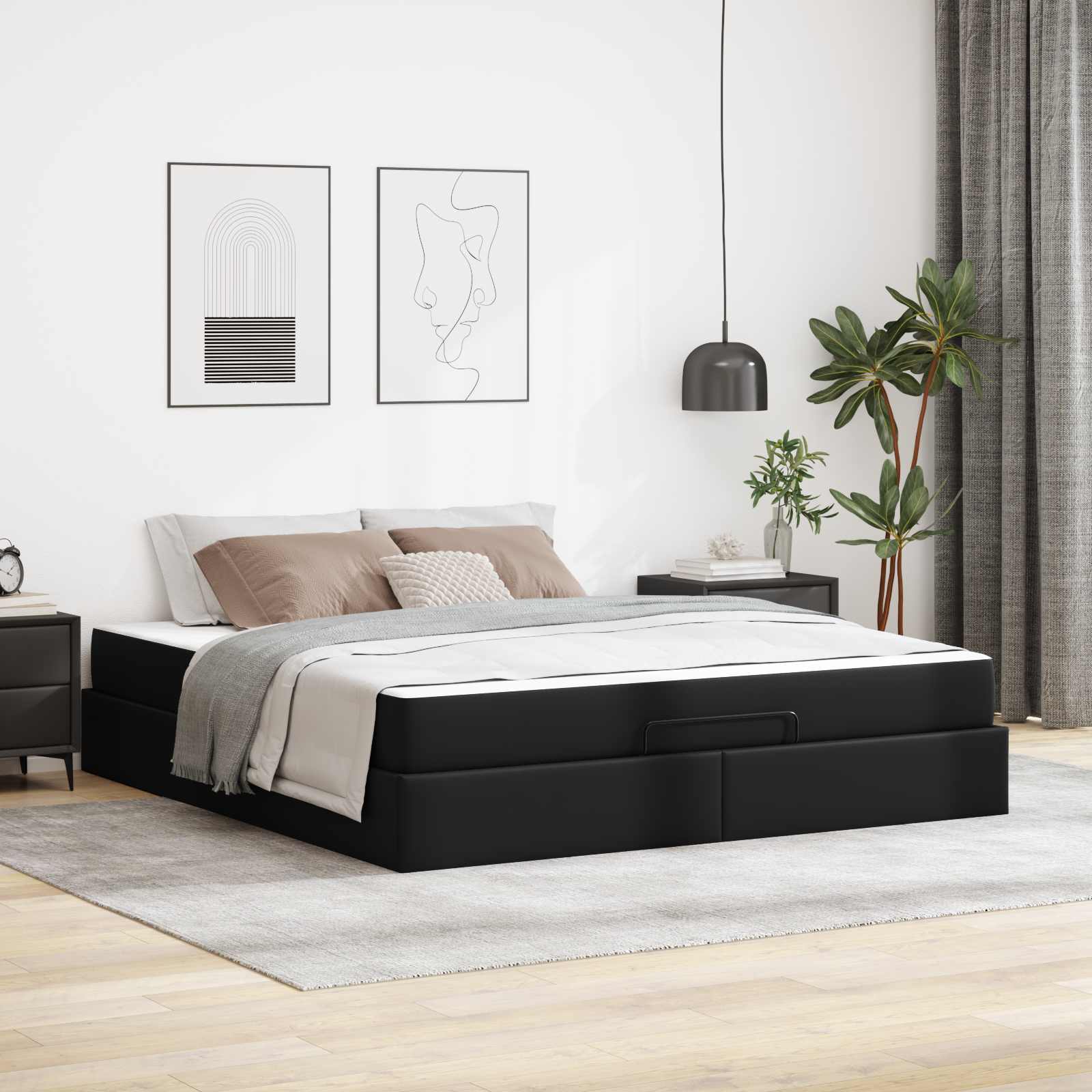 Bed frame with mattress with mattress 2 pcs Cinnamon PVC