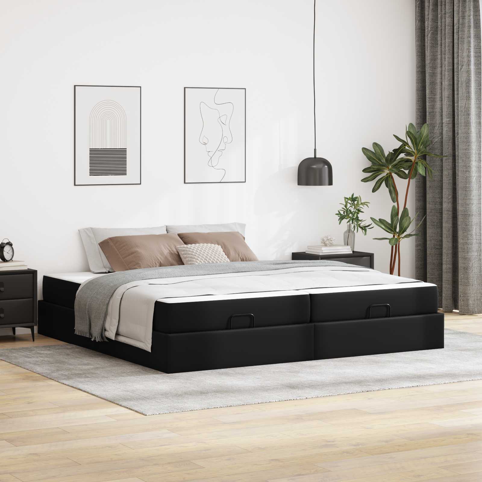 Bed frame with mattress with mattress 2 pcs Cinnamon PVC