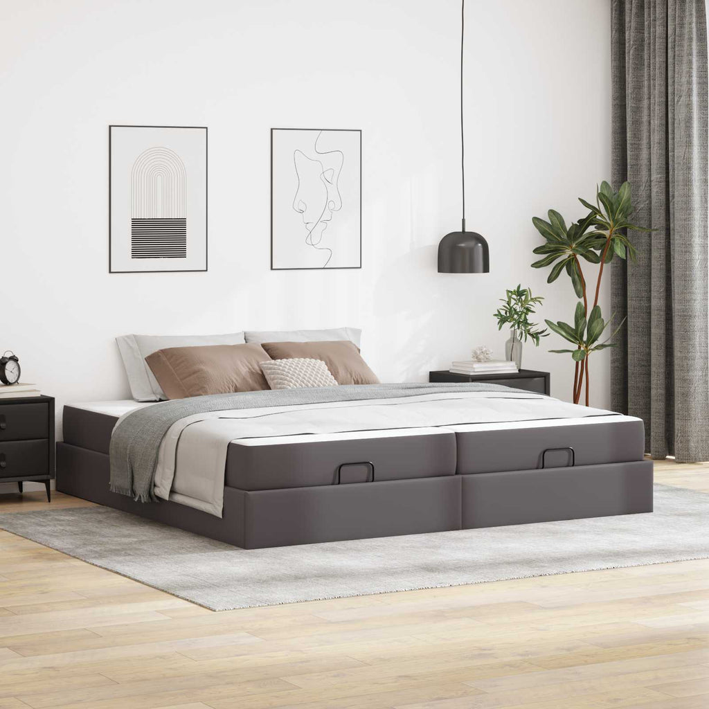 Estructura de cama con colchón con colchón 2 pcs Canela PVC