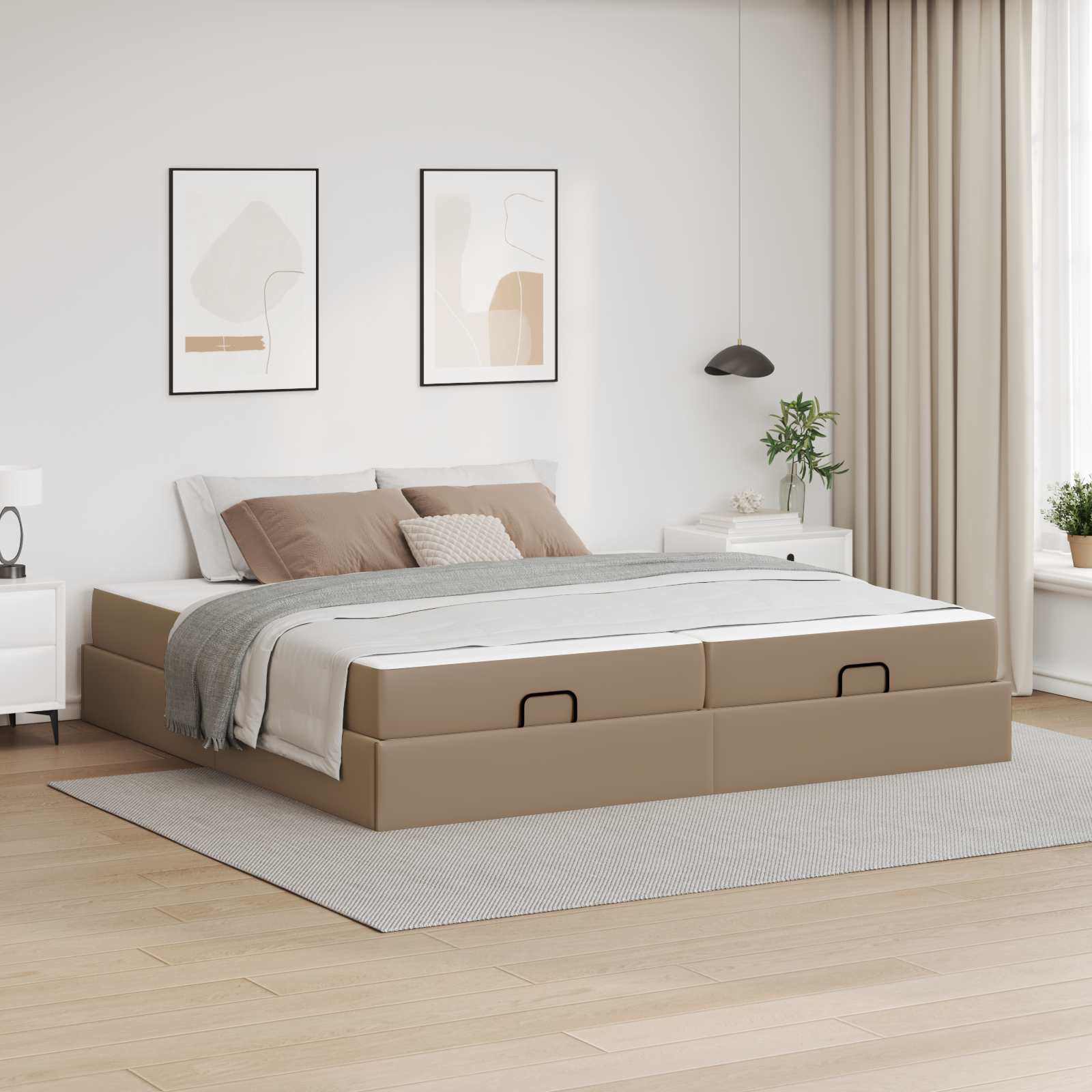 Bed frame with mattress with mattress 2 pcs Cinnamon PVC