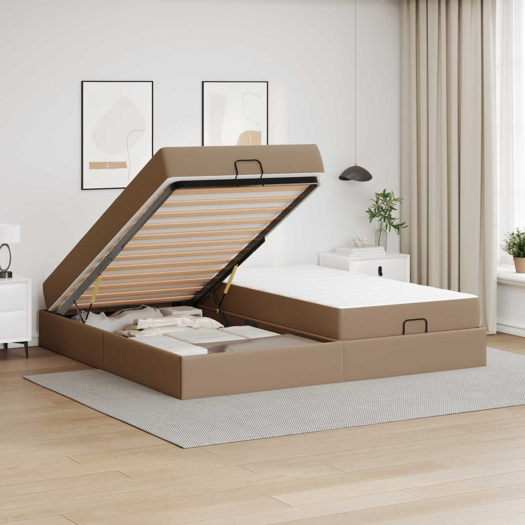 Estructura de cama con colchón con colchón 2 pcs Canela PVC